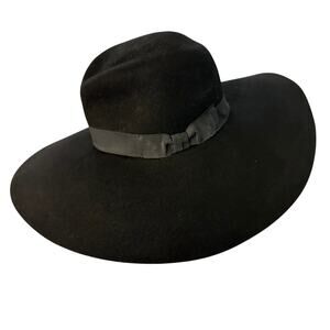 Eric Javits New York Black Felt Wide-Brim Fedora‎ Hat – Packable, Designer